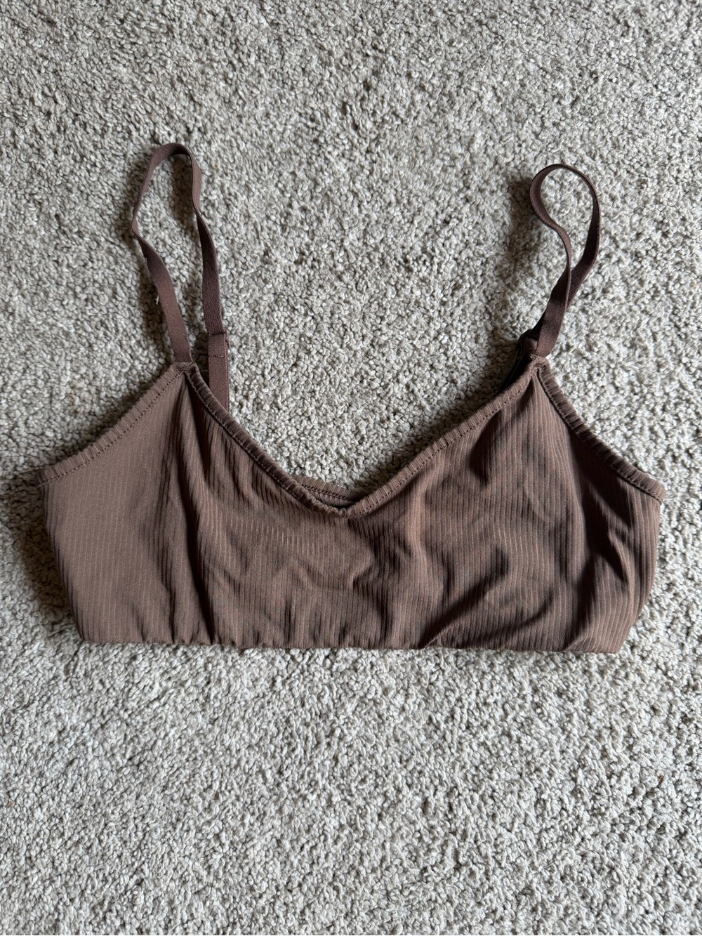 Organic Basics Ribbed Bralette in Chocolate Brown
